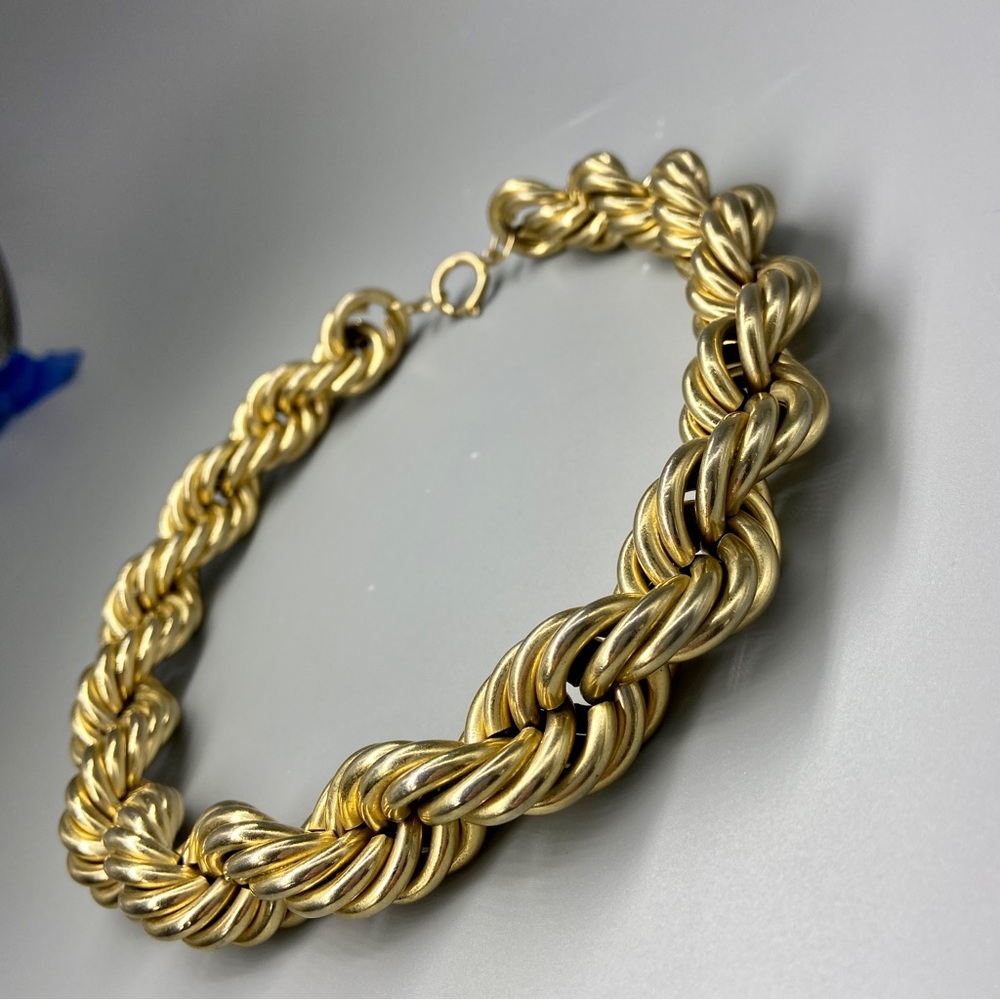 Vintage Bold & Gold Toned Big Rope Necklace HipHop Statement - Picture 4 of 16